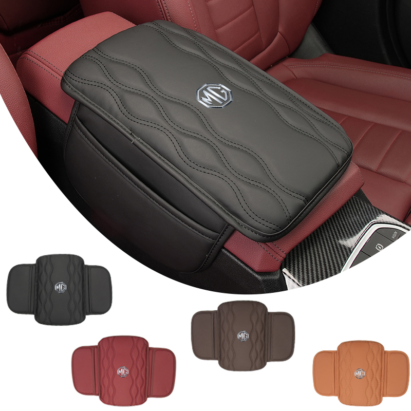Car Trunk Organizer - Reposabrazos para Coche, Cojín de Cuero,