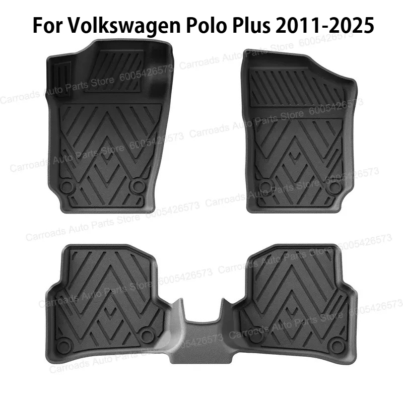 Car Floor Mat Rubber - (LHD) Para Volkswagen Polo Plus 2011-2025,
